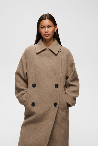 ZORAHIW DB COAT Sandy Grey Melange - 1813041 - 30112647 Thumbnail