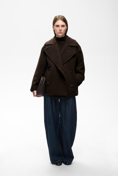 ZORAHIW SHORT DB COAT Chocolate Brown - 191109 - 30112649 Thumbnail