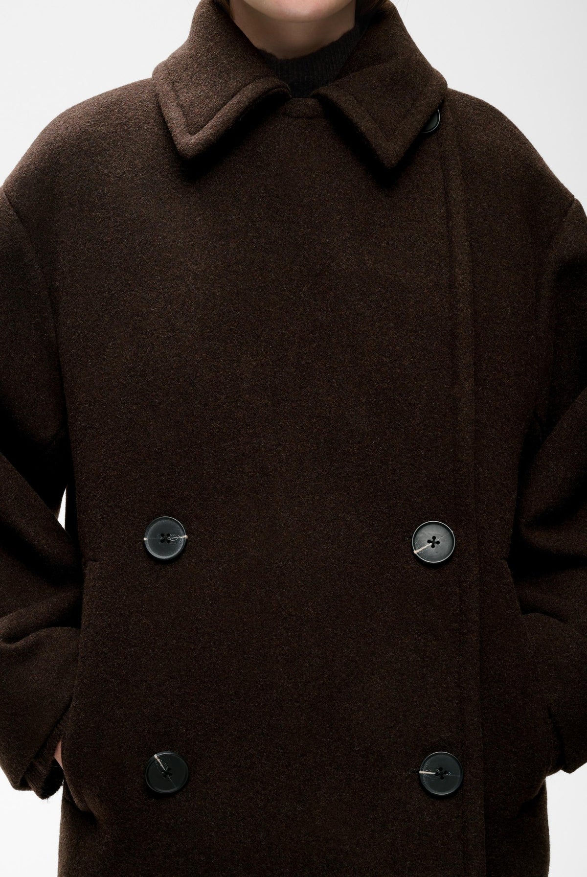 ZORAHIW SHORT DB COAT Chocolate Brown - 191109 - 30112649