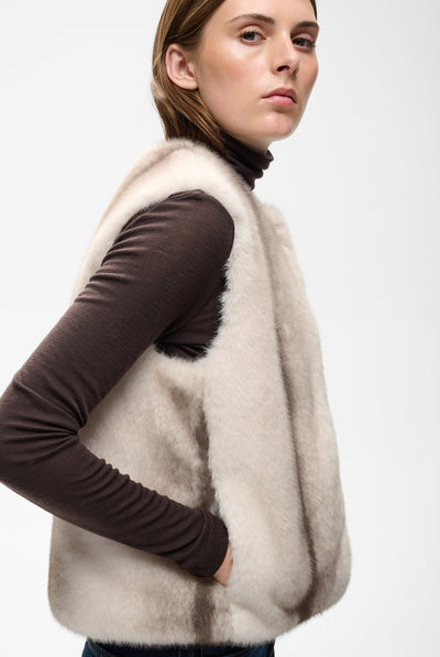ZABELLEIW WAISTCOAT FAUX FUR STRIPE - 900009172 - 30112659 Thumbnail