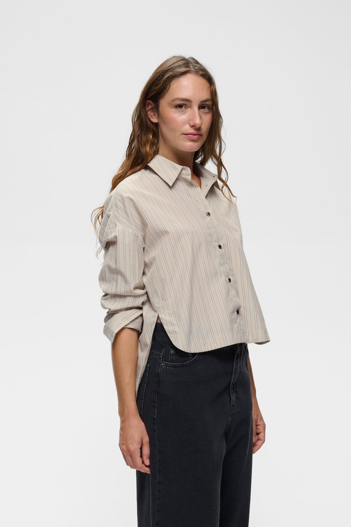 HALENIW SHORT SHIRT DOBBY STRIPE HUMMUS - 90001261 - 30112804