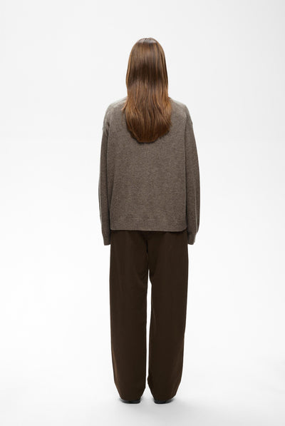 TALLYIW MONIKA V-NECK Chocolate Brown Melange - 1911 - 30113217 Thumbnail