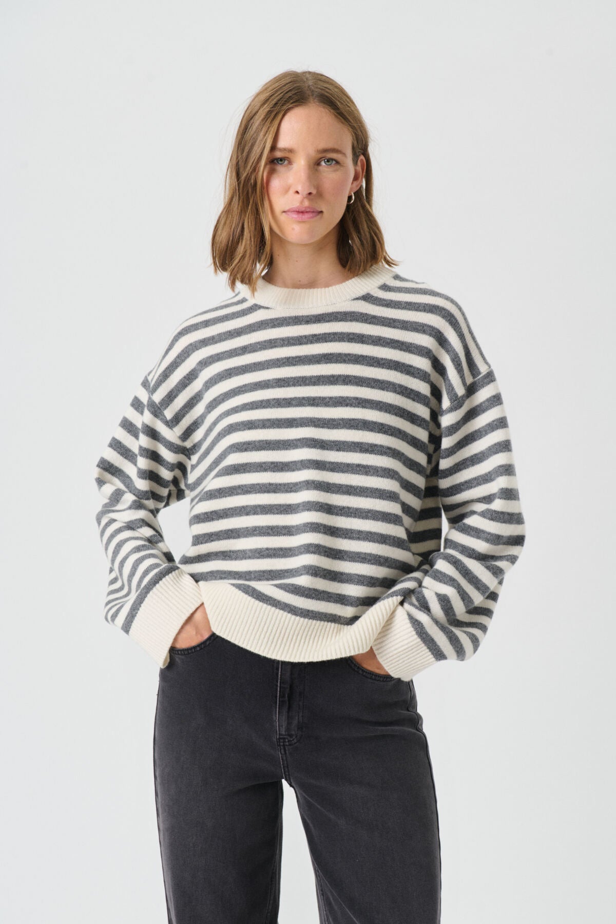 VinasPW PU Grey Melange/Whitecap Stripe - 30310219
