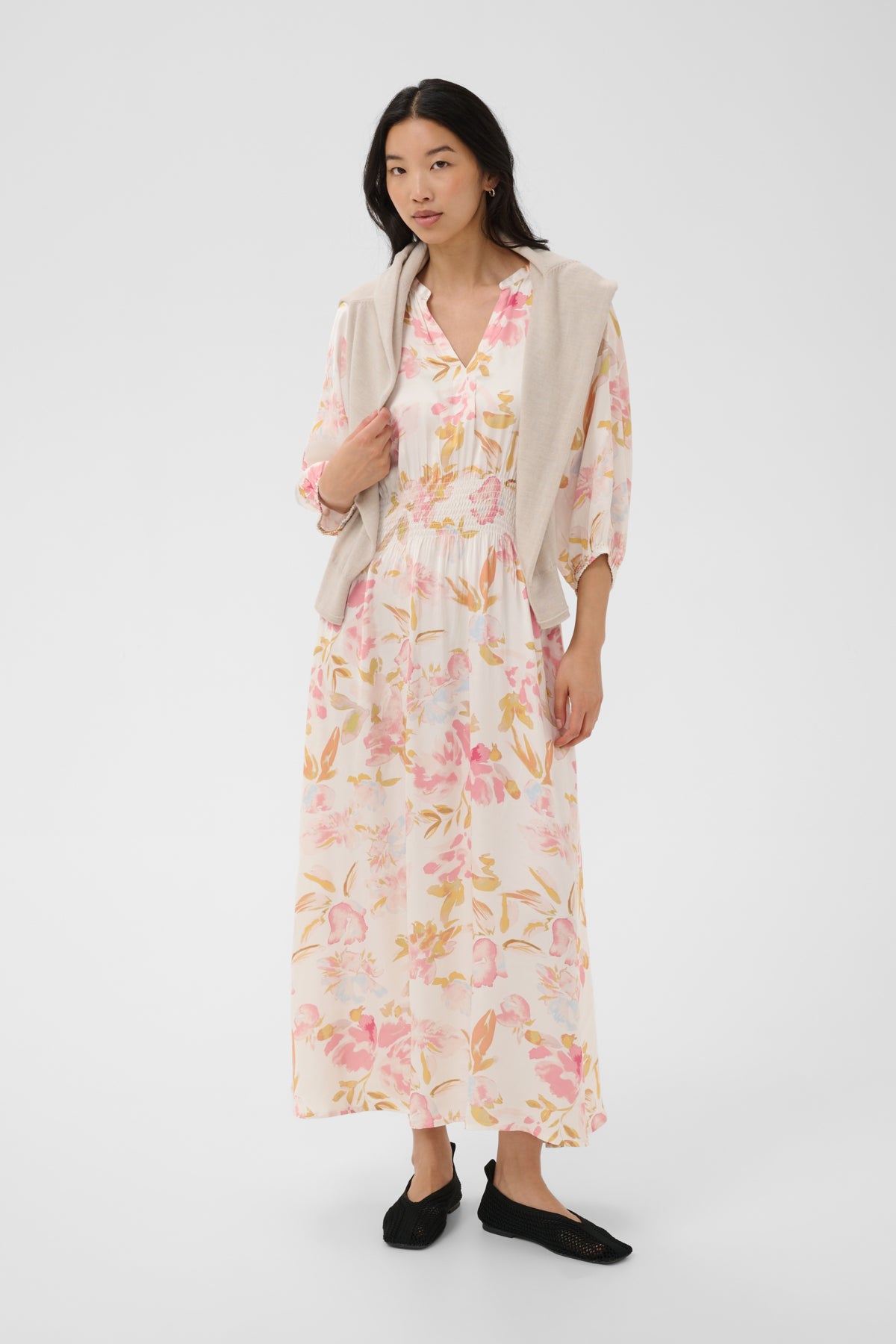 BoraPW Dress Peach Blossom Watercolor Print - 30310561