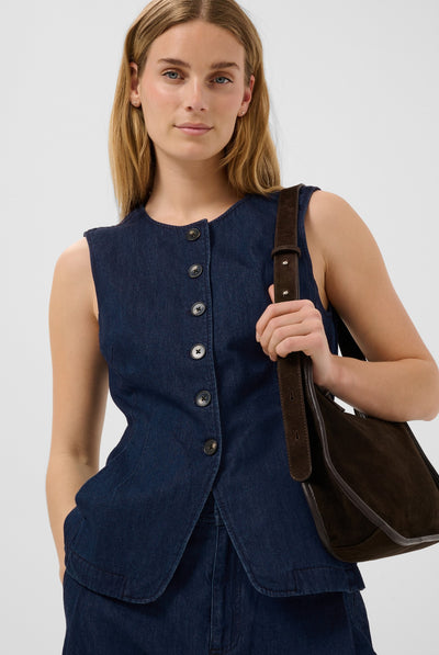 CarolanPW Waistcoat Dark Blue Denim - 300158 - 30310751 Thumbnail