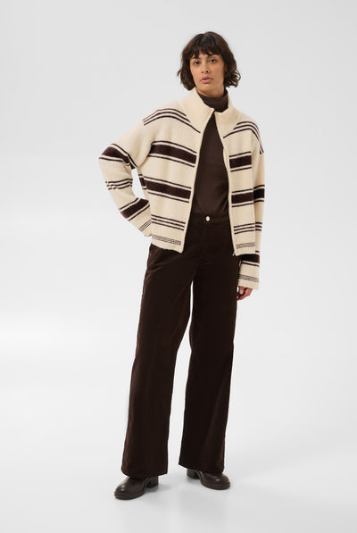 CamiriaPW Pullover Off White w. Brown Stripes - 3 - 30310870 Thumbnail