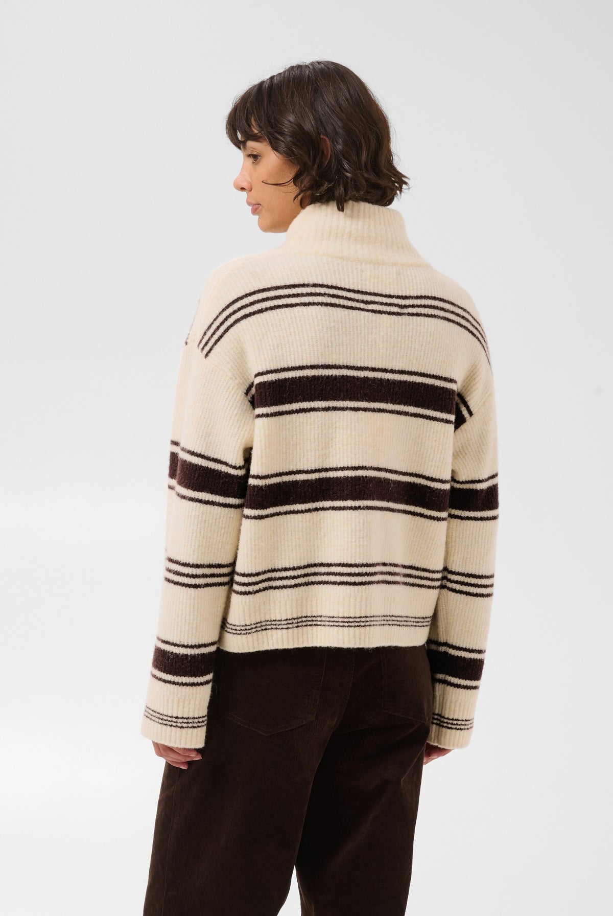 CamiriaPW Pullover Off White w. Brown Stripes - 3 - 30310870