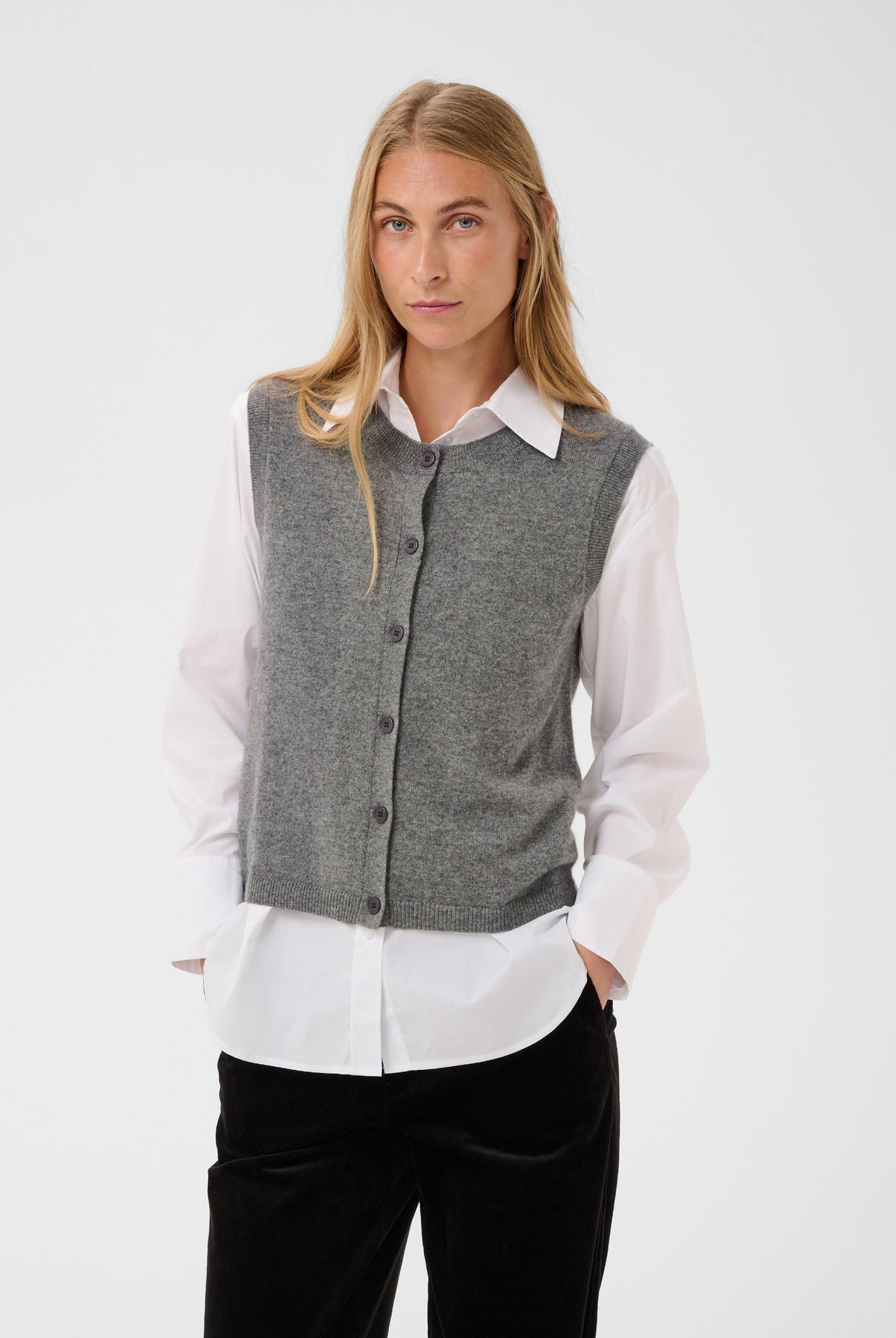 CaniaPW Waistcoat Medium Grey Melange - 1802011 - 30310872