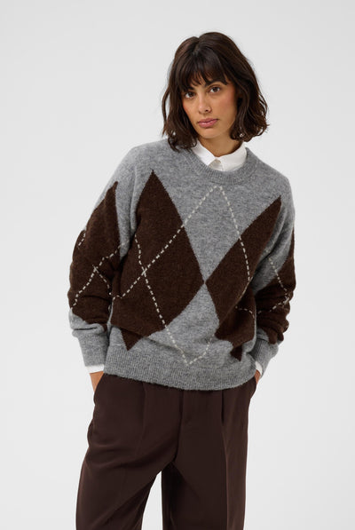 SorayasPW Pullover Brown/Grey Check - 305452 - 30311013 Thumbnail