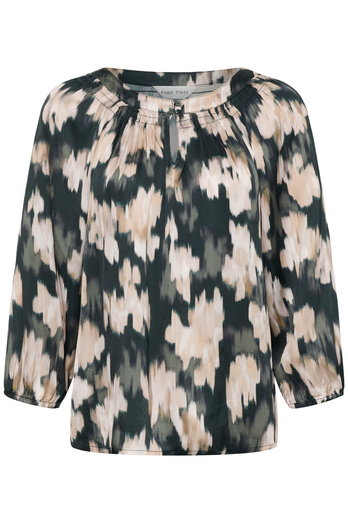 CatinPW Blouse Green Blurred Flower Print - 3 - 30311124
