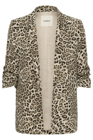SLShirley Printed Blazer Brown Leopard Print - 30405041
