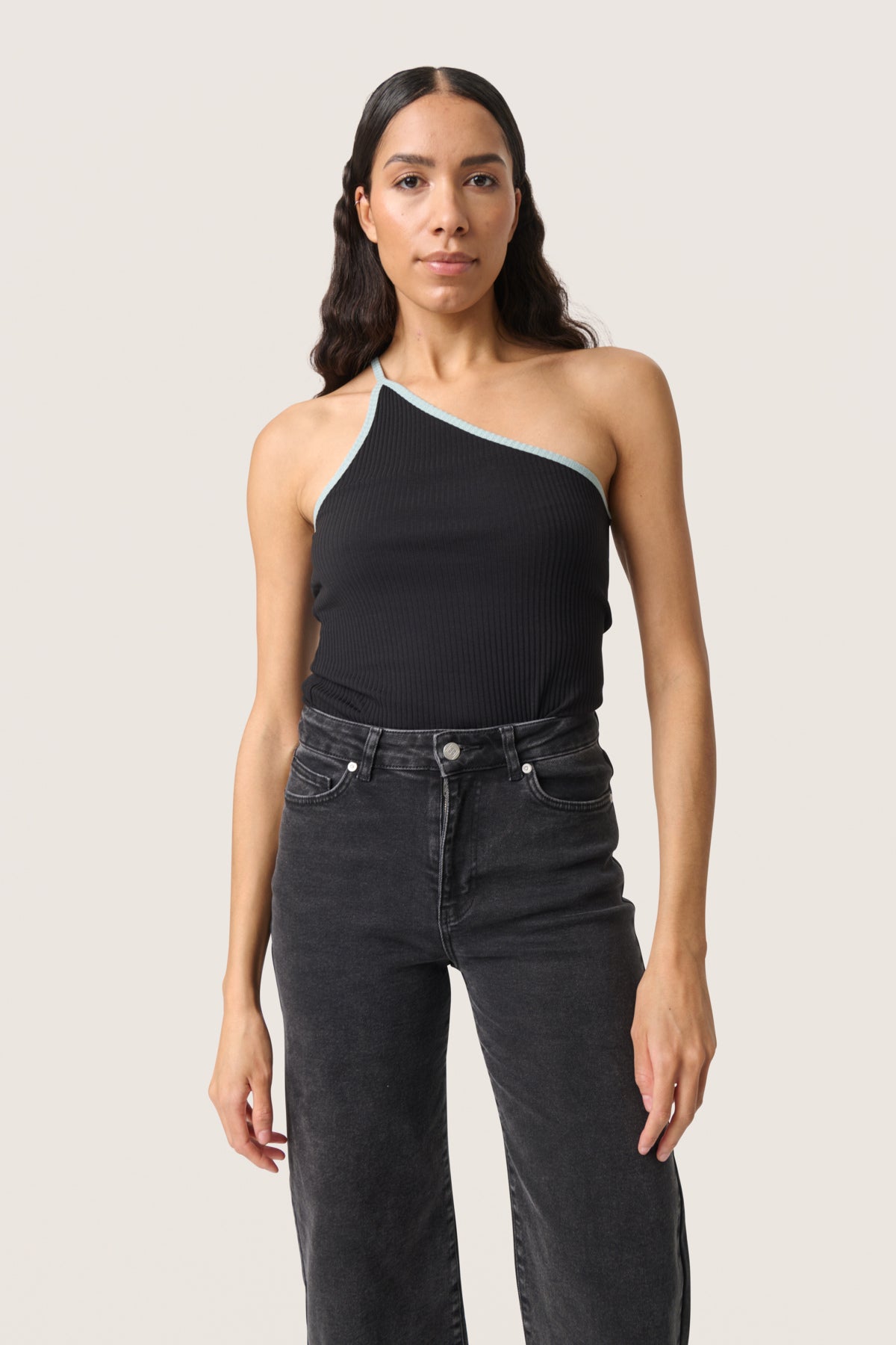 SLSimone Strap Top Black with Silver Blue - 30407321