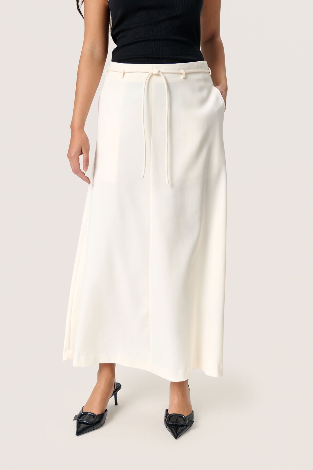 SLMalika Midi Skirt Broken White - 30408325