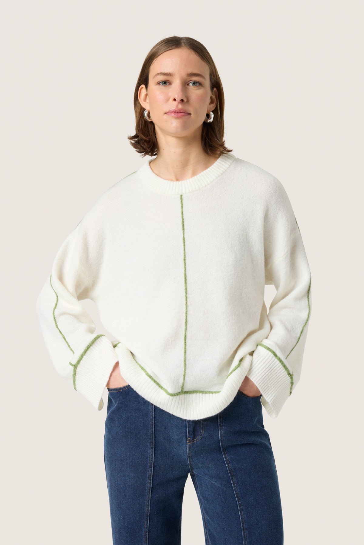 SLAmani Contrast Pullover Broken White - 30408405