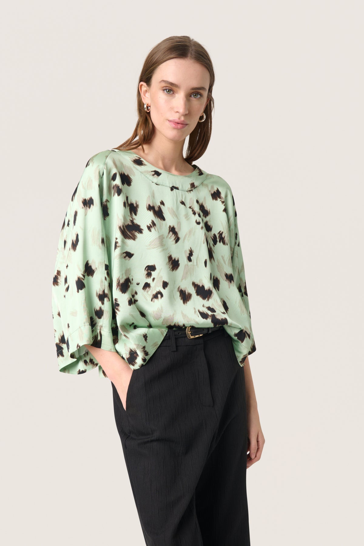 SLMarcela Blouse Smoke Green Brush Print - 30408434