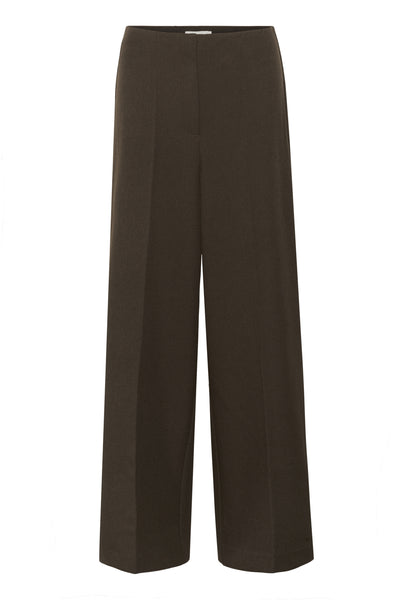 SLLilu Corinne Wide Long Pants Brown Melange Suiting - 30408595 Thumbnail