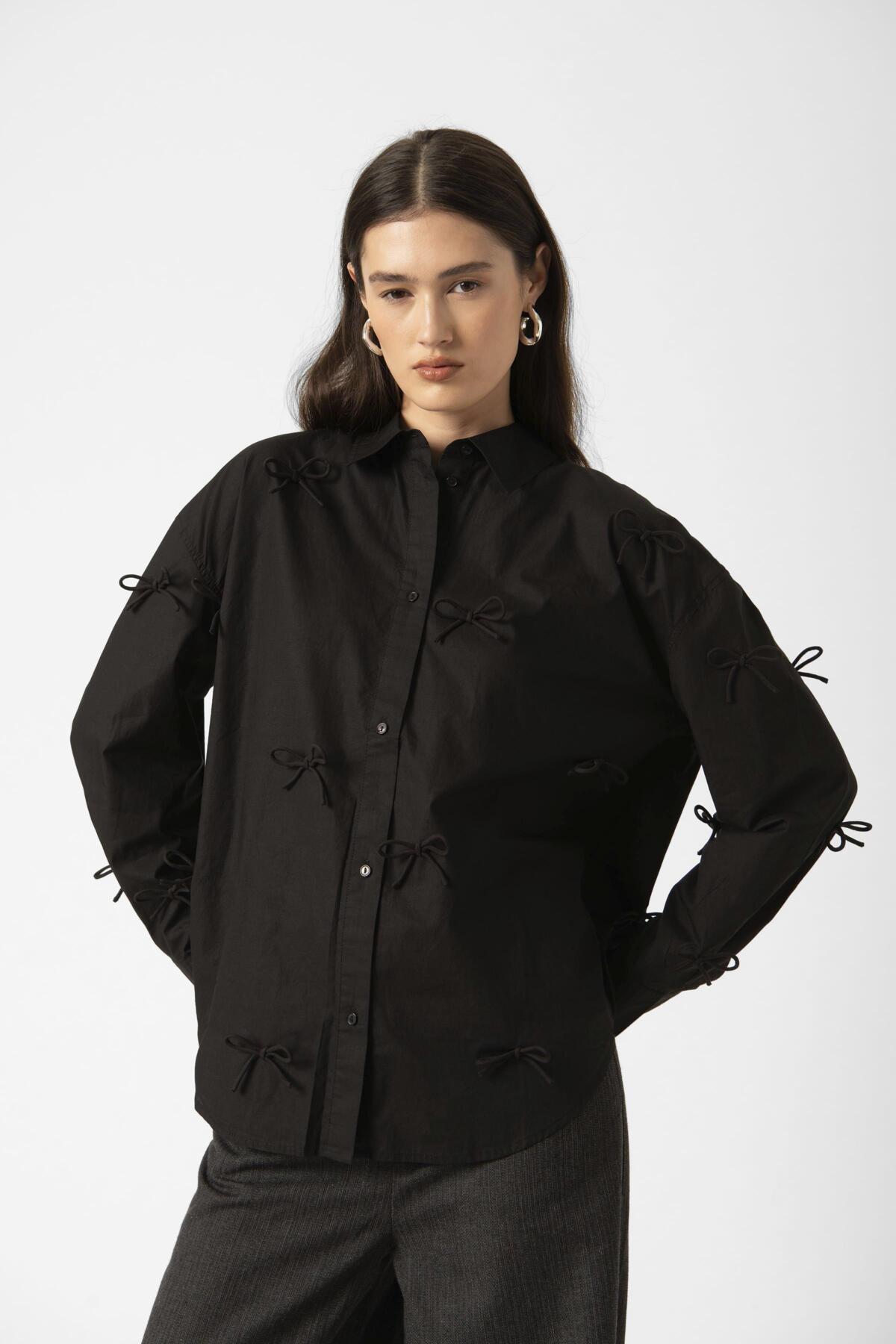 SLJoa Bow Shirt LS Black