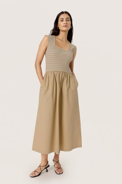 SLSimone Phoebe Striped Dress Travertine - 30408674 Thumbnail