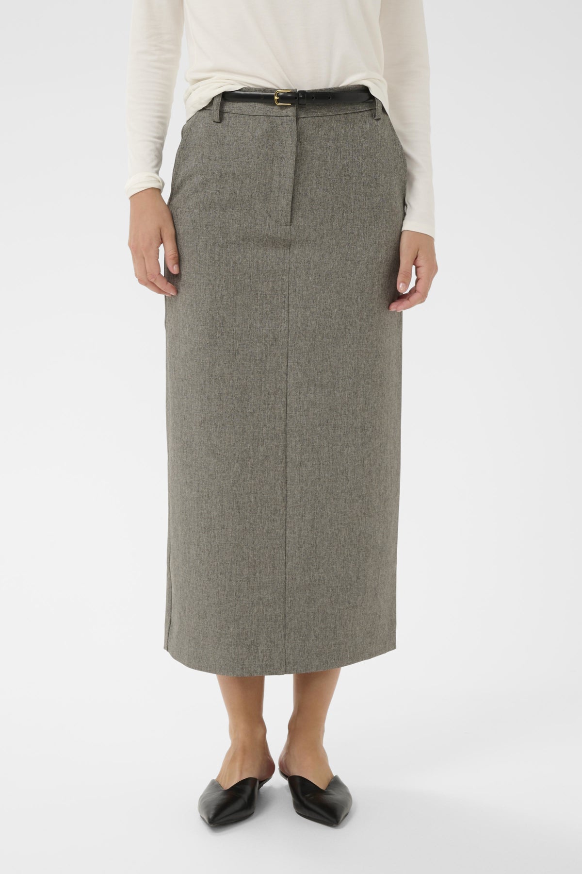 SLLilu Corinne Pencil Skirt Grey Melange Suiting - 30408681