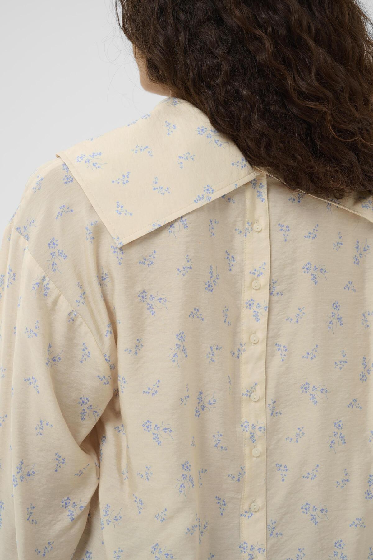SLEneya Printed Funnel Blouse Parchment Ditsy Print - 304532 - 30408896