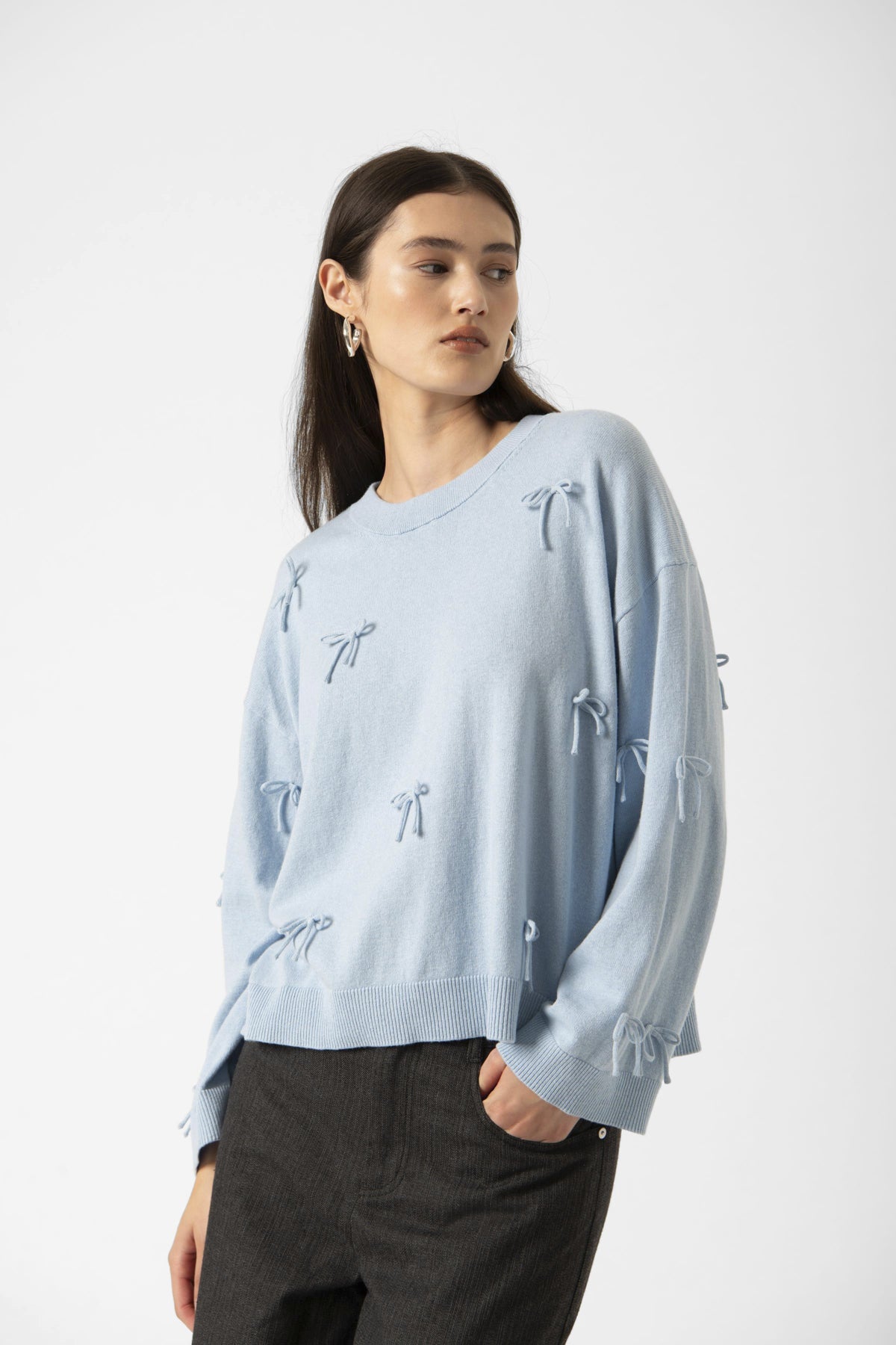 SLSanja Bow Pullover LS POWDER BLUE - 30409079