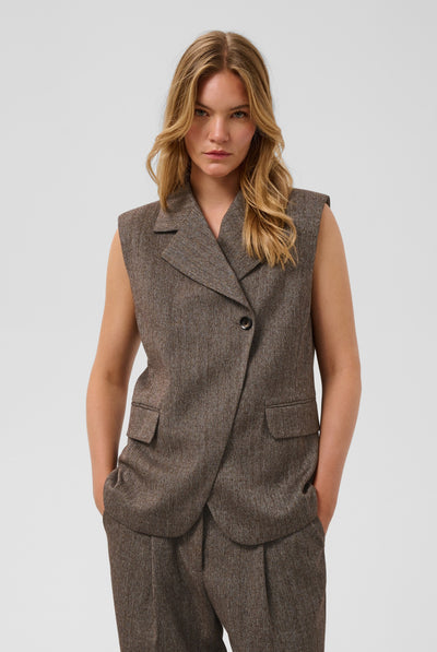 SLKango Waistcoat Ganache herringbone - 305270 - 30409490 Thumbnail