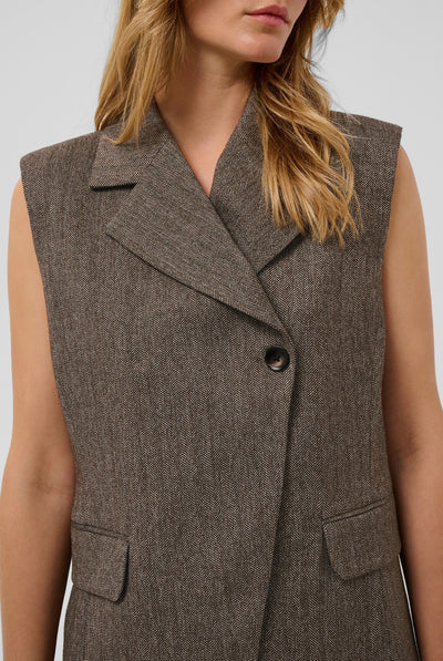 SLKango Waistcoat Ganache herringbone - 305270 - 30409490 Thumbnail