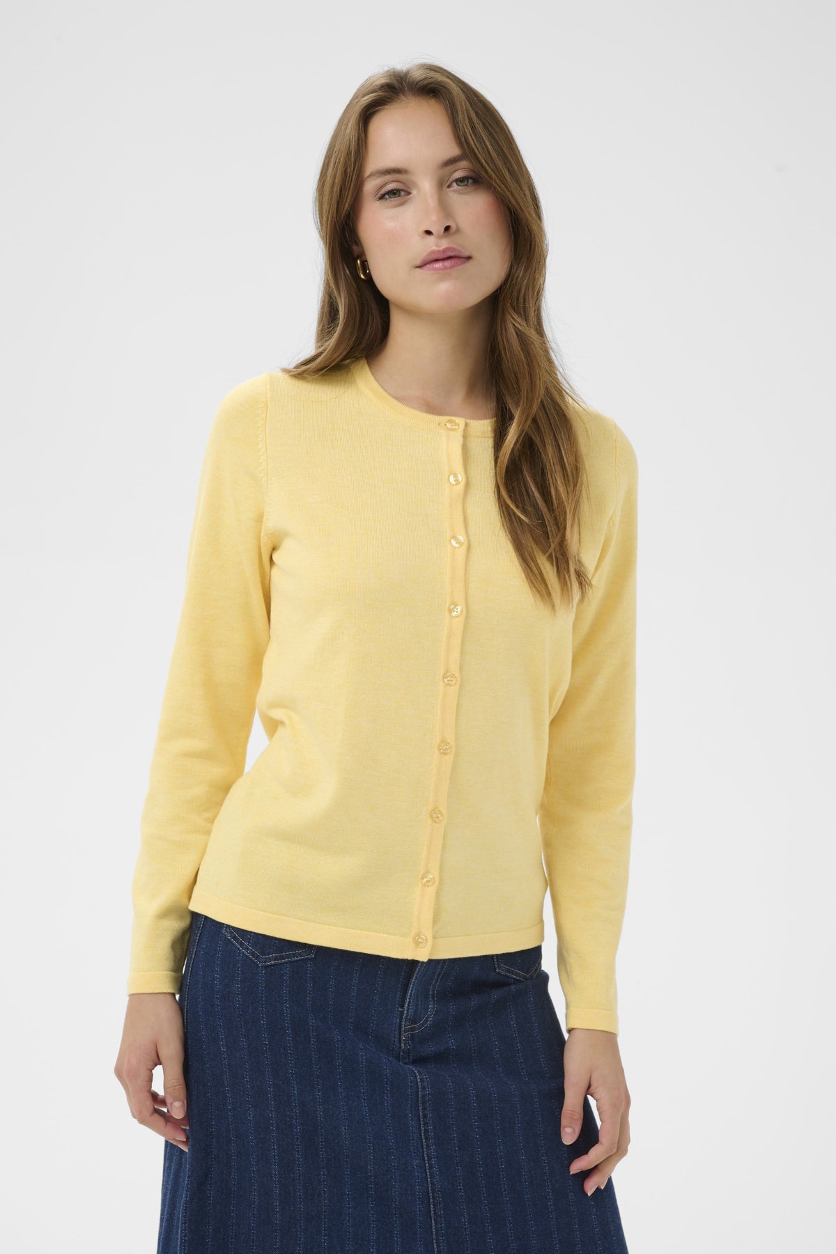A8661, MilaSZ R-Neck Cardigan Lemon Drop Melange - 1207361 - 30500005