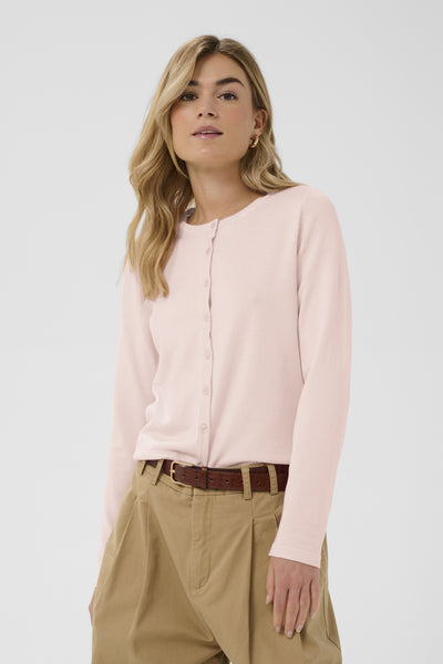 A8661, MilaSZ R-Neck Cardigan Chalk Pink - 131904 - 30500005 Thumbnail