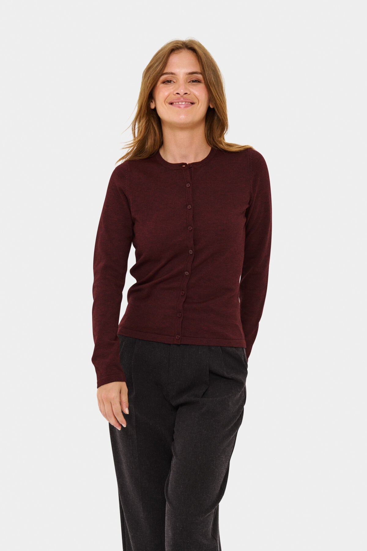 A8661, MilaSZ R-Neck Cardigan Winetasting Melange - 30500005