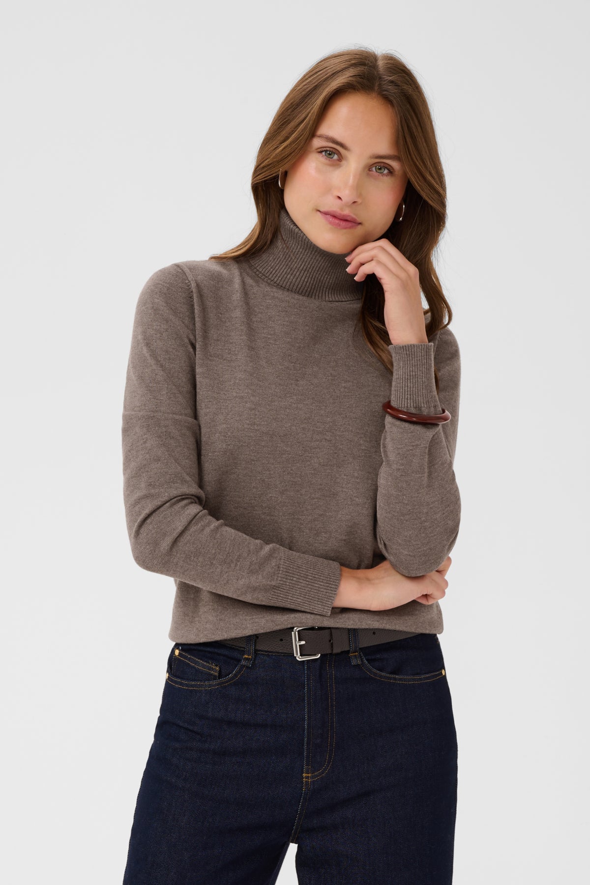 J2046, MilaSZ Rollneck Pullove Mink Melange - 1914301 - 30500018