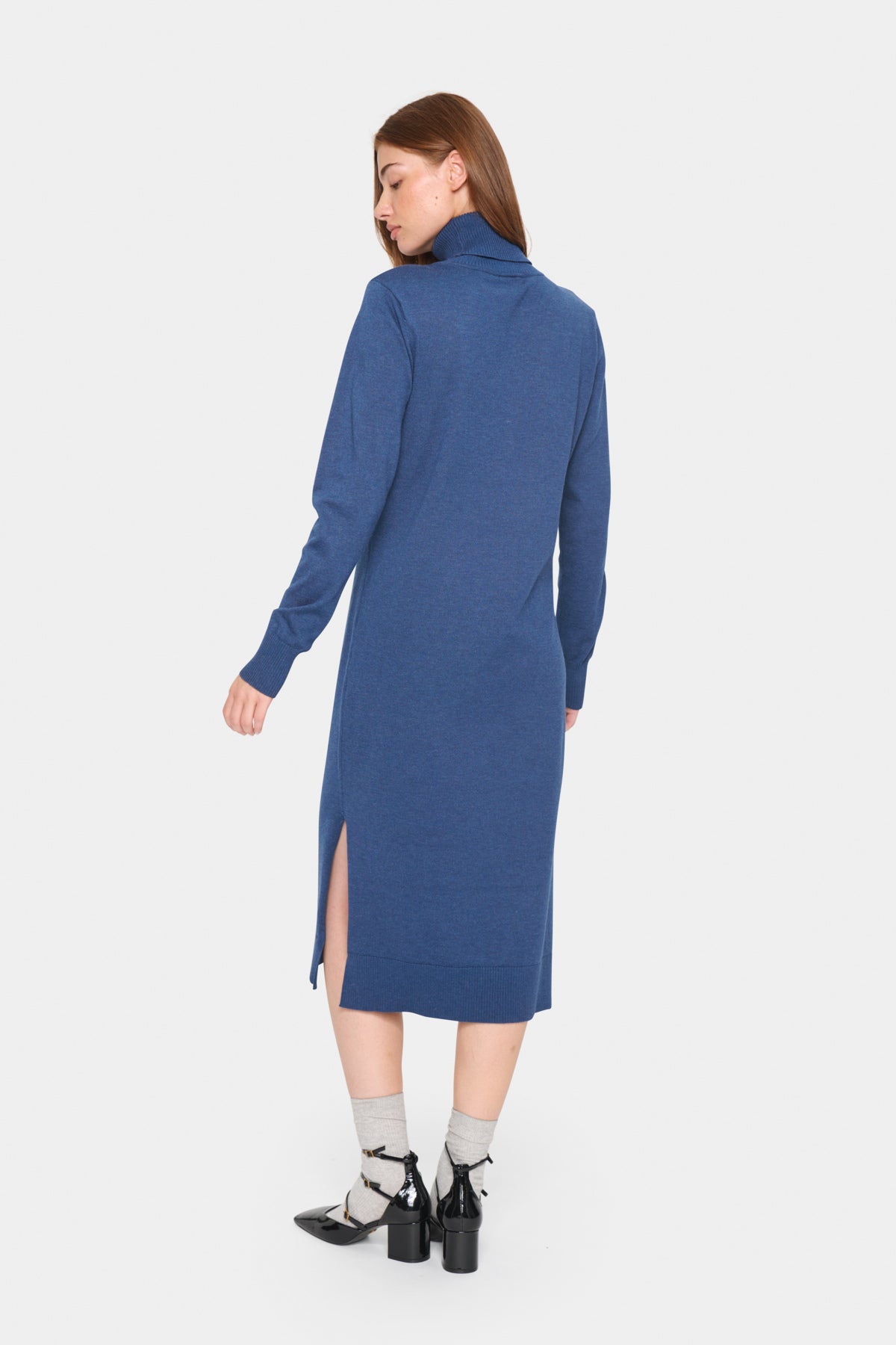 MilaSZ Roll Neck Long Dress Titan Melange - 30511420