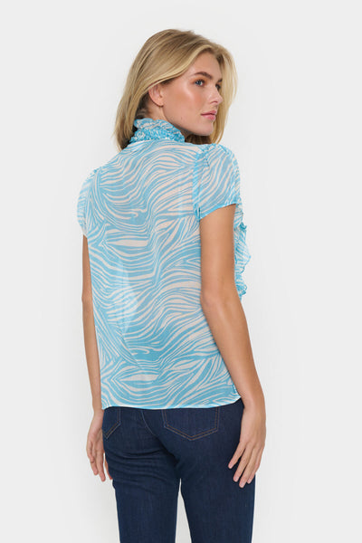 LiljaSZ Crinkle SS Shirt Blue Leaves Strokes - 30512464 Thumbnail