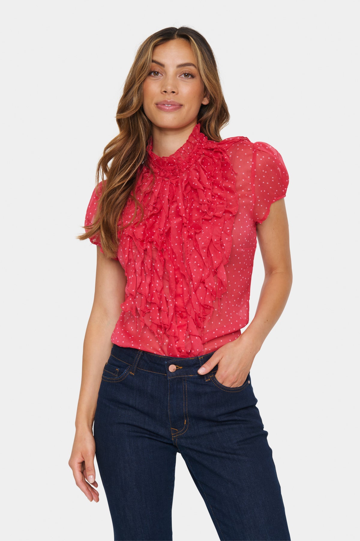 LiljaSZ Crinkle SS Shirt Viva Magenta - 30512464