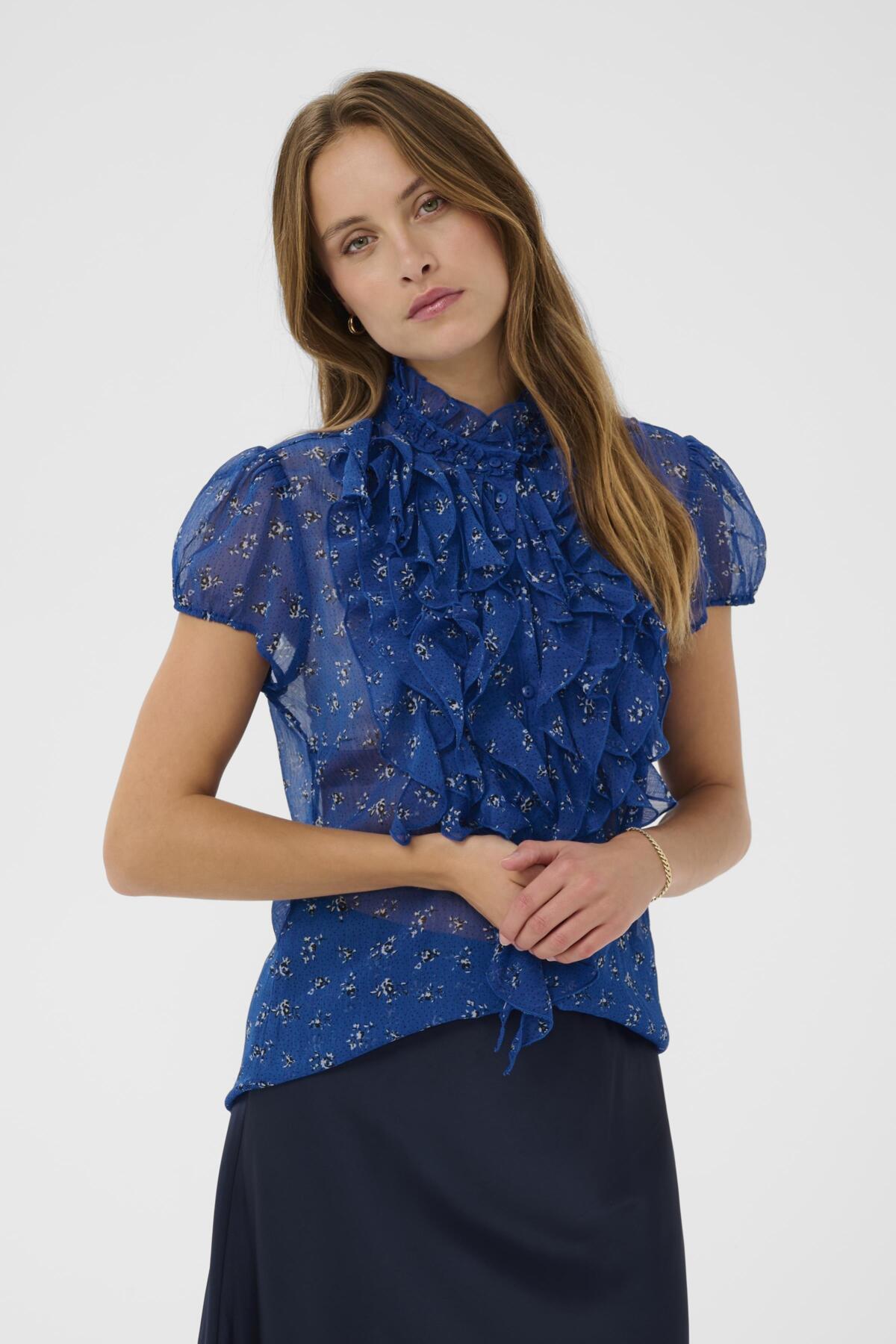 LiljaSZ Crinkle SS Shirt Crimson Mini Floral - 304542 - 30512464