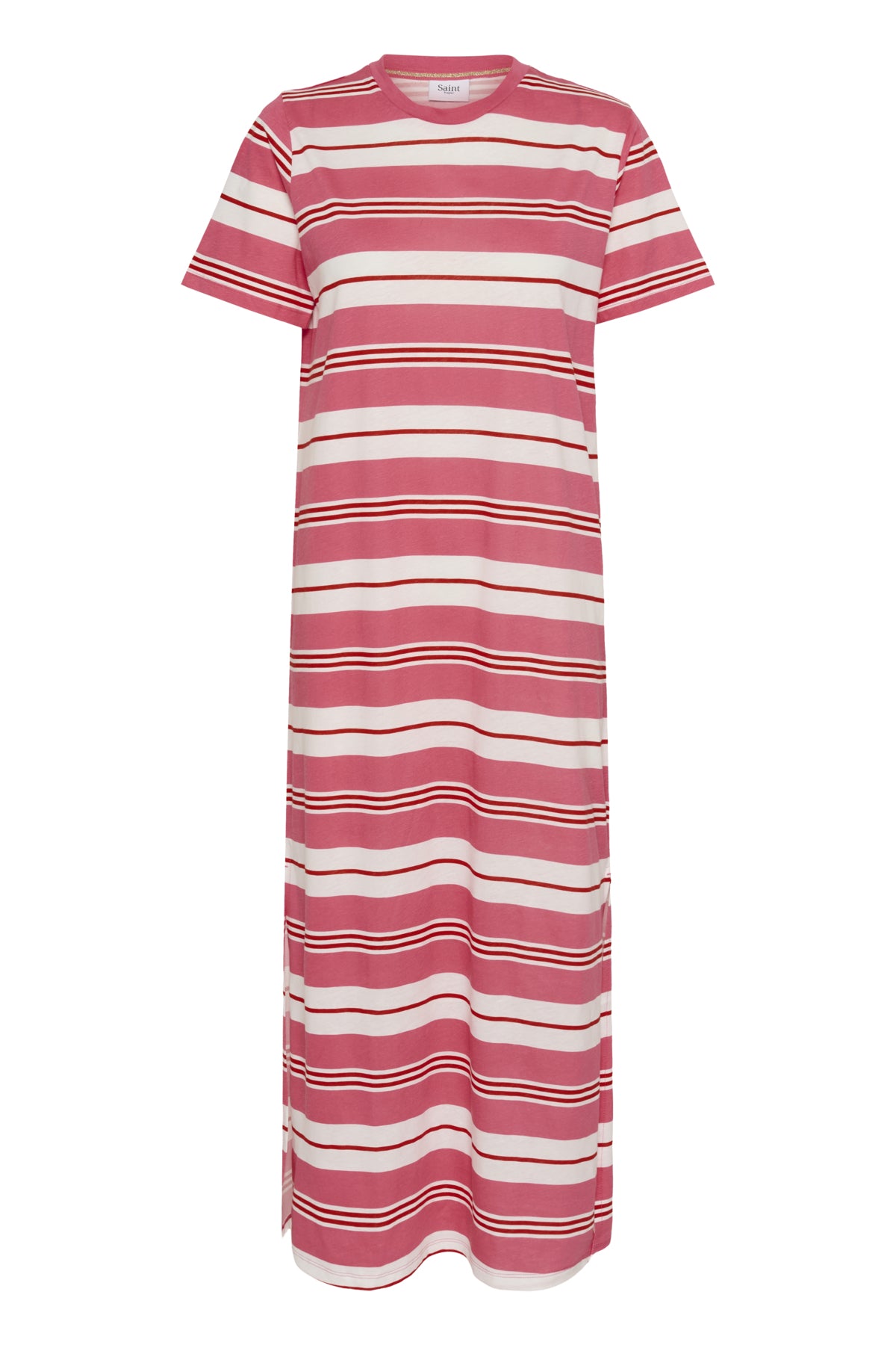 FariaSZ T-Shirt Dress Pink Ice Red Stripe - 30513436