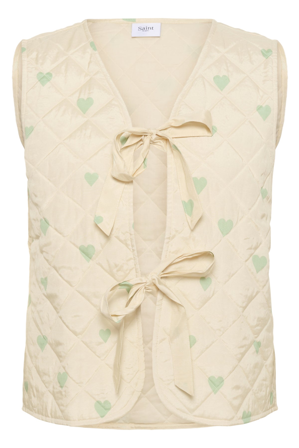 EvittaSZ Quilt Vest Creme Smoke Green Big Hearts - 30513571