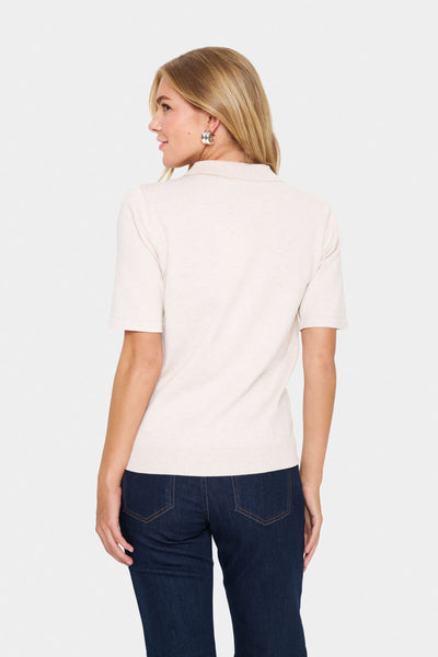 MilaSZ Polo SS Pullover Fog Melange - 30513958 Thumbnail