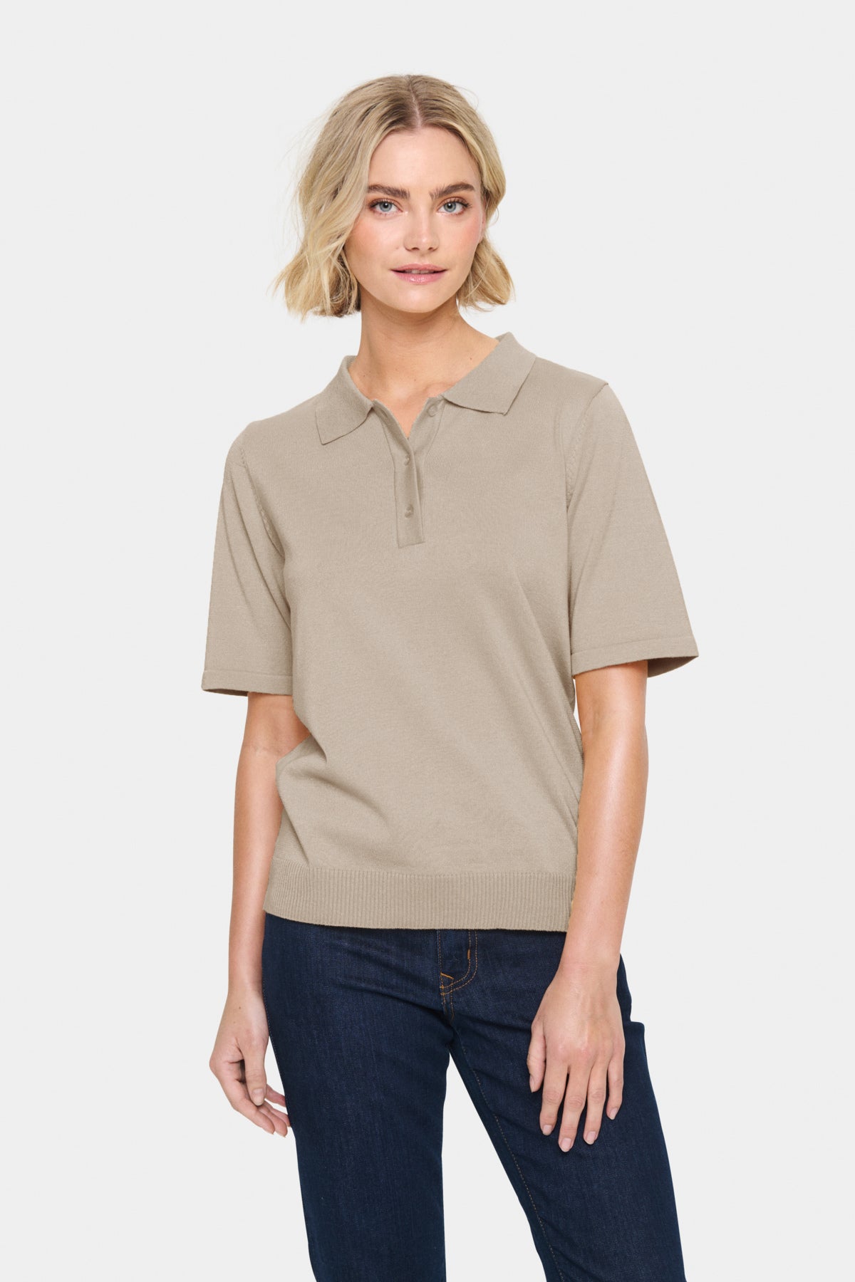 MilaSZ Polo SS Pullover Plaza Taupe Melange - 30513958