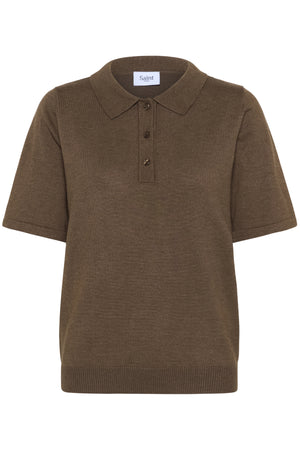 MilaSZ Polo SS Pullover Fondue Fudge Melange - 30513958