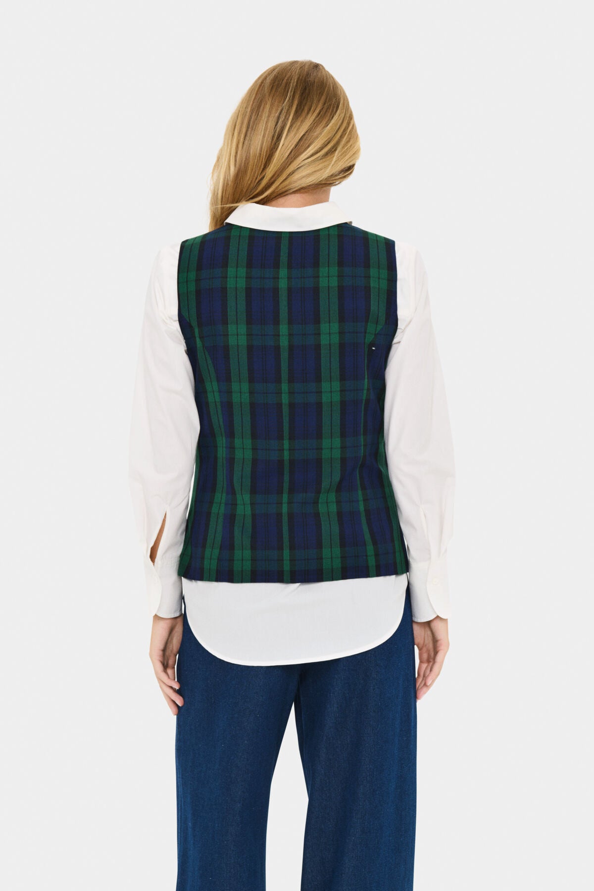 MadonnaSZ Vest Ocean Botanical Plaid - 30514851