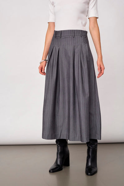 LyviaCC Pleat Pin Skirt 65003-Mid Grey - 500587 Thumbnail