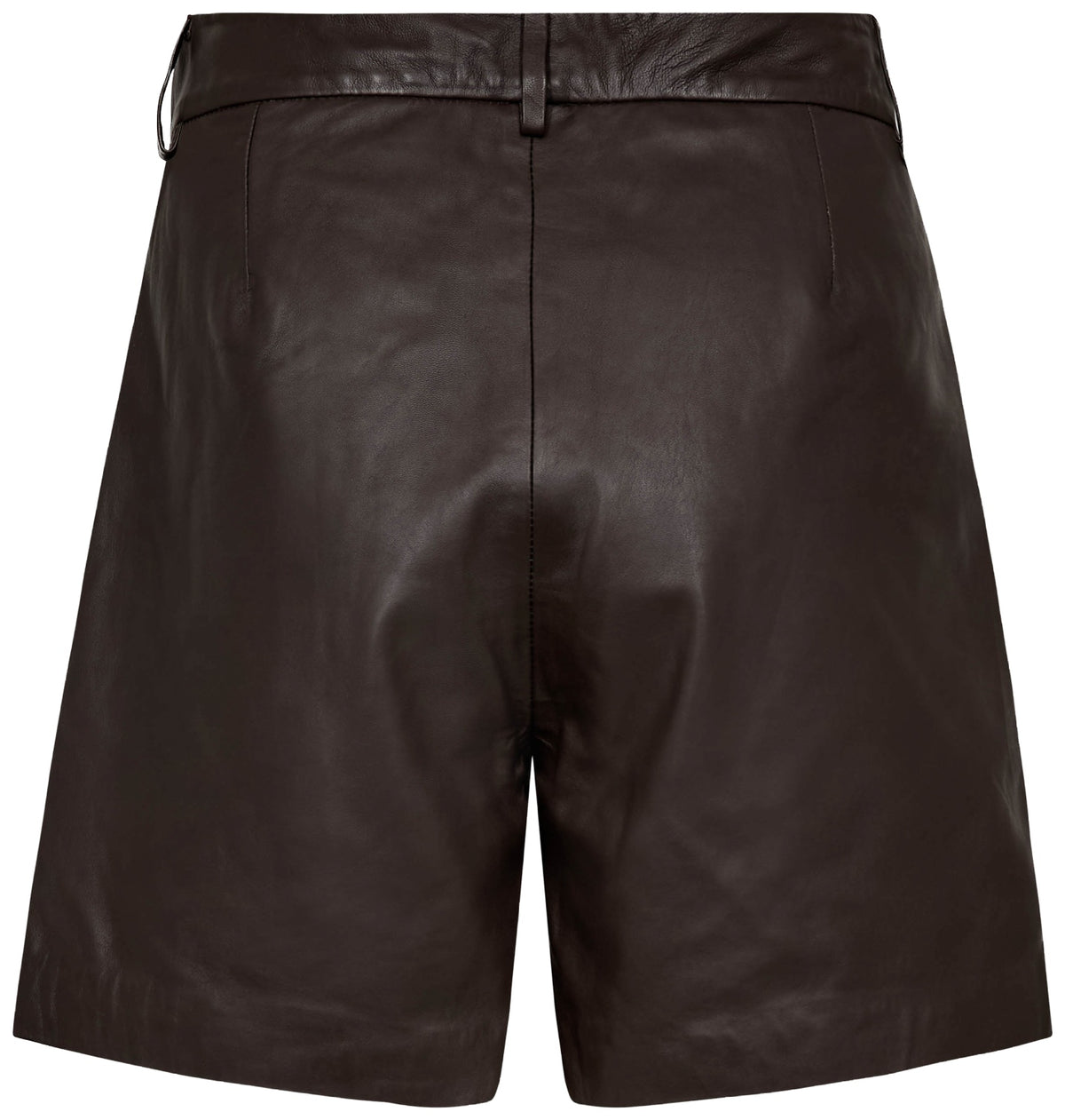 PhoebeCC Leather Pleat Shorts 145-Dark Brown - 31458