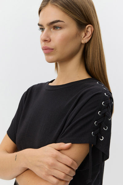 ALEIDSW LINEN MIX T-SHIRT 1000 Black - S261165 Thumbnail