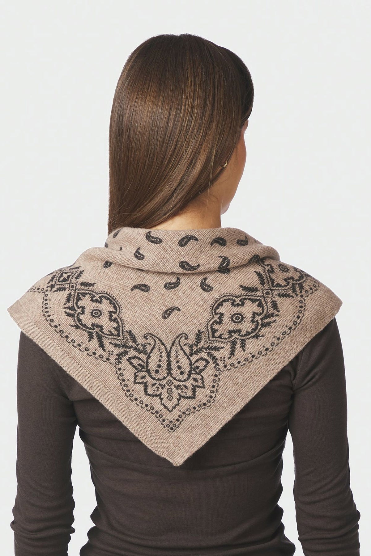 Adelina Paisley Knit Scarf BEIGE MELANGE - 169506