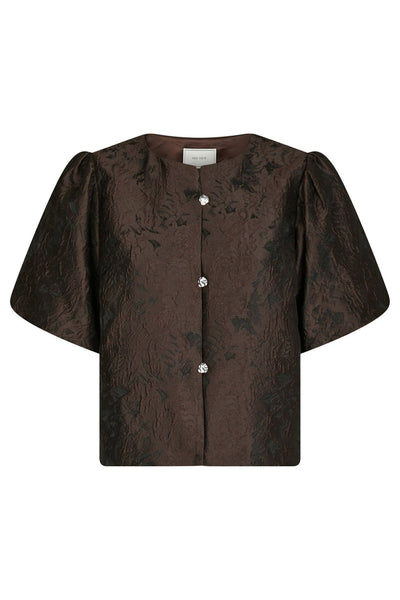 Aisa Brocade Blouse Dark brown - 166369 Thumbnail