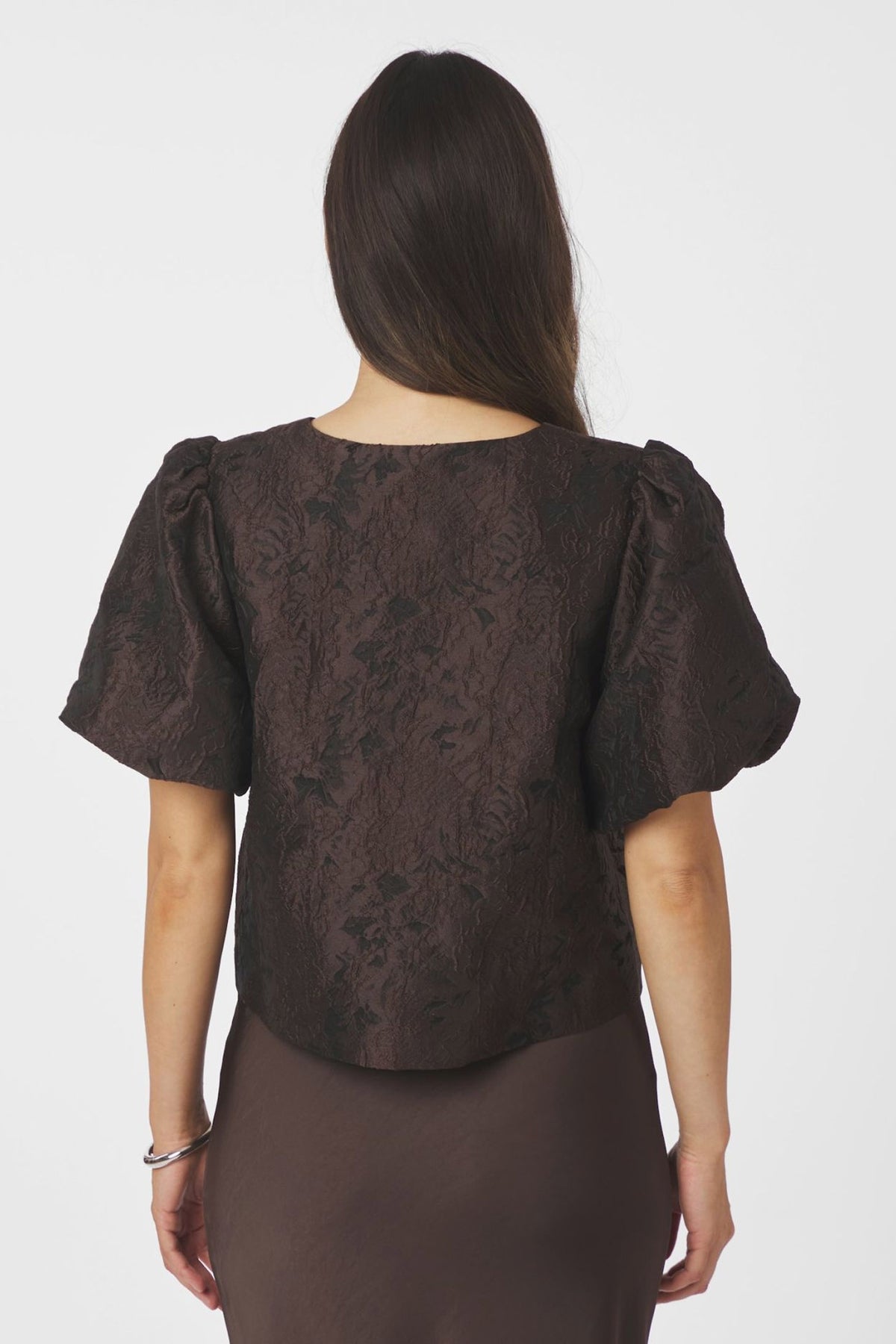 Aisa Brocade Blouse Dark brown - 166369