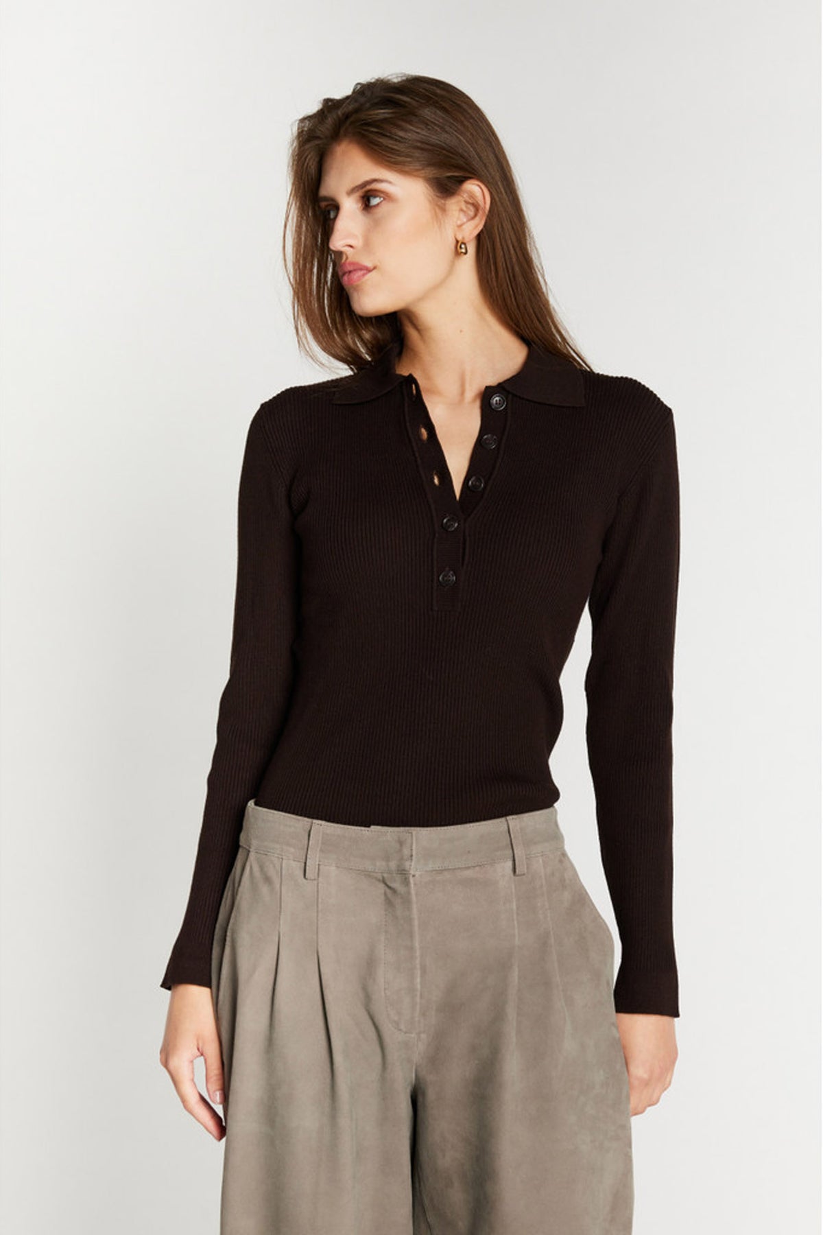 AnemoneBBValea knit polo Chocolate Brown - BBW5057