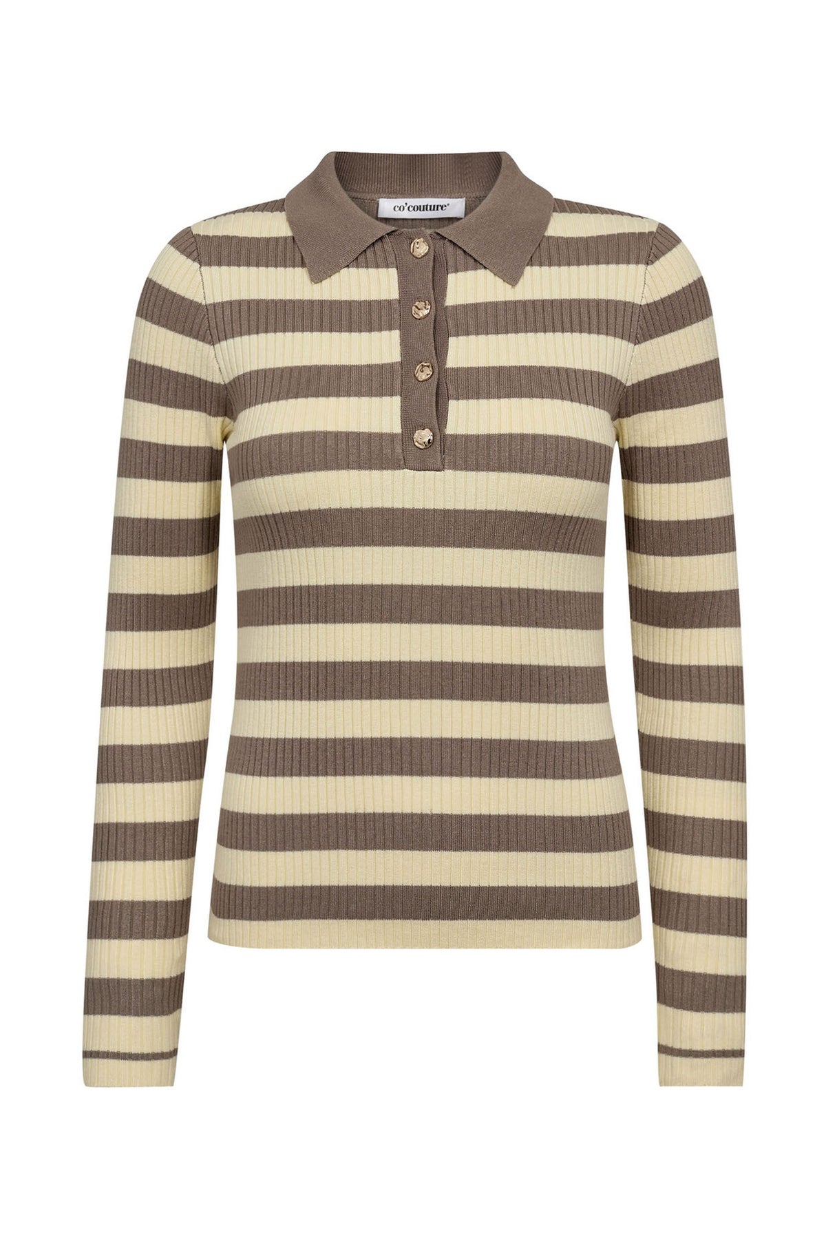 BonnyCC Stripe L/S Polo Knit 171-PaleYellow - 42009