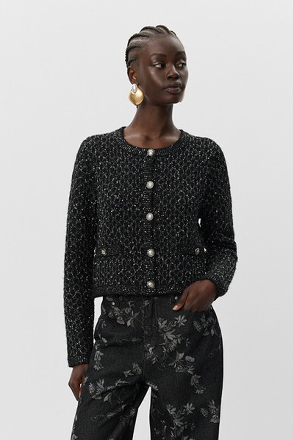 CARNETSW CARDIGAN 1003 Black glitter - S254505